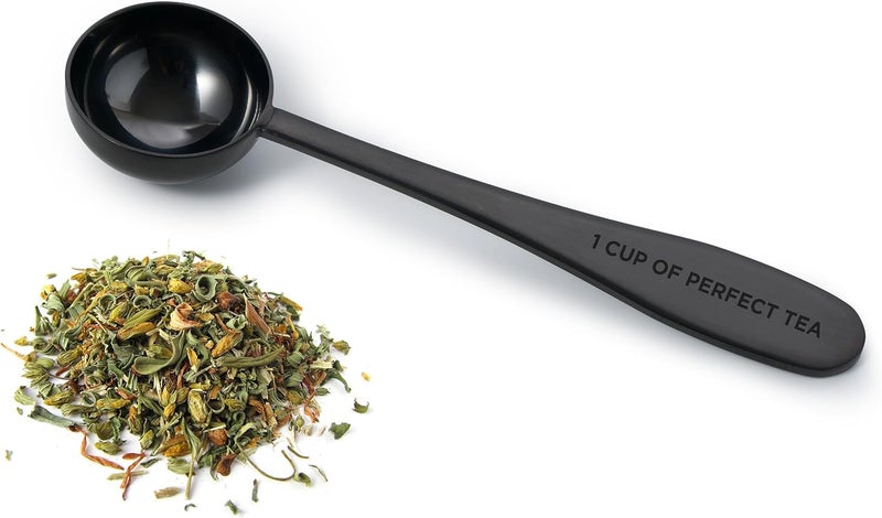 Pure Matcha Loose Leaf Tea Spoon Measure | One Cup of Perfect Tea | Stainless Steel Scoop (Black) - Image 1